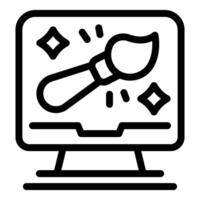 Computer graphic design software creating sparkling digital art on screen vector