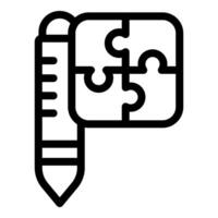 Pencil drawing puzzle pieces representing problem solving and solution finding vector