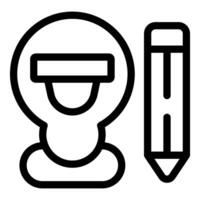 Construction worker wearing protective helmet with pencil representing blueprint design vector