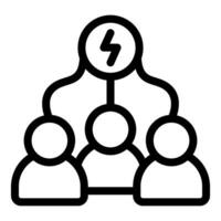 Team of three people sharing energy symbol for brainstorming session icon vector