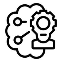 Line icon concept of a businessman finding a solution using his brain and brainstorming vector