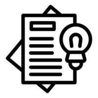 Light bulb shining next to a document symbolizing an innovative idea for a project vector