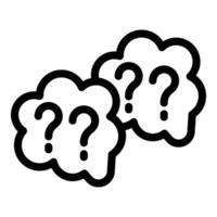 Thought bubbles with question marks representing brainstorming and problem solving vector