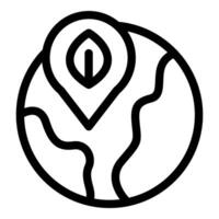 Eco friendly location pin pointing green energy source on planet earth icon vector