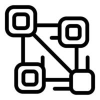Blockchain network showing four connected blocks exchanging data vector