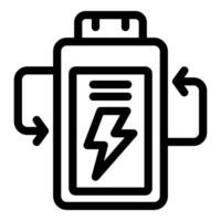 Battery icon showing energy flowing back and forth, symbolizing renewable energy storage vector