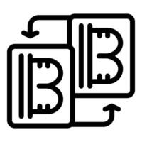 Cryptocurrency exchange trading concept with two bitcoin symbols exchanging places with up and down arrows vector