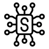 System on a chip soc processor is connecting with lines icon vector