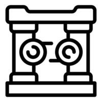 Ancient greek temple with columns holding rotating circular objects vector