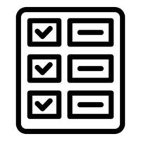 Checklist showing checkmarks for evaluating progress on tablet screen vector