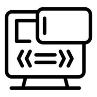 Computer sending data through smartphone icon showing wireless transfer vector