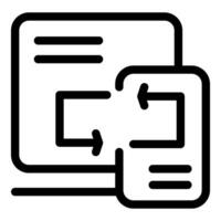 Data exchange icon showing files transferring between devices vector