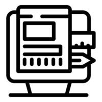 Web design process being created on desktop computer with pencil and ruler tools vector