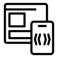 Website synchronization being done on a mobile phone vector