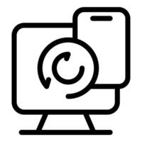 System update icon showing smartphone syncing to computer vector