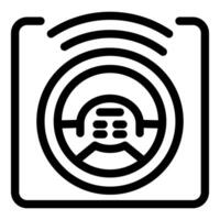 Self driving system icon showing steering wheel with sensor vector