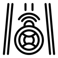 Autonomous car detecting road markings using sensors icon vector