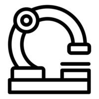 Microscope analyzing sample in laboratory research experiment icon vector