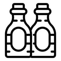 Two bottles packaging mockup are standing side by side with blank label vector