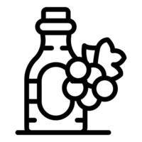 Bottle of grape juice standing on a table with grapes beside it vector