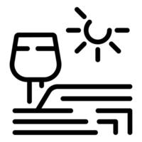 Wine glass standing on a table under the summer sun enjoying a warm sunny day vector
