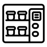 Vending machine offering snacks displayed on shelves behind glass vector