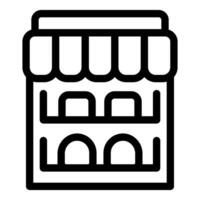 Store building facade with awning showing two floors icon vector