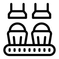 Cups being moved by a conveyor belt in a factory vector