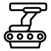 Robotic arm working on conveyor belt in production line vector