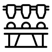 Conveyor belt system transporting round objects in factory vector