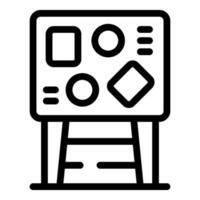 Kindergarten teacher using whiteboard with geometric shapes for explaining geometry to kids vector