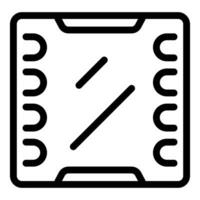 Electronic component icon featuring a microchip processing data with integrated circuitry vector