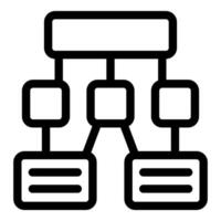 Simple hierarchical organization chart connecting departments with lines and boxes vector