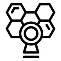 Icon of a lamp with a honeycomb structure emitting light beams for studio lighting vector
