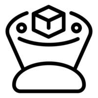 Augmented reality headset showing cube over smiling face icon vector