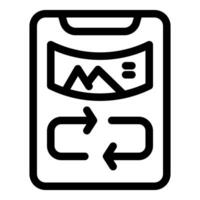Smartphone showing landscape photo with rotation symbol vector