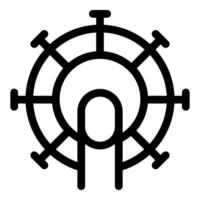 Black icon of a fingerprint being scanned on a round device vector