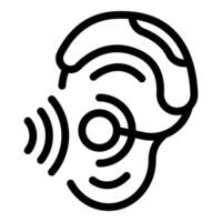 Modern hearing aid device detecting sound waves icon vector