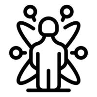 Man standing with multitasking abilities for work management vector