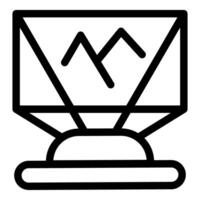 Hologram machine projecting mountain graphic icon vector