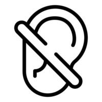 Icon of an ear with a slash representing hearing loss vector
