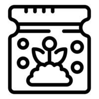 Seed packet containing flower growing in soil icon vector