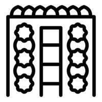 Playground climbing frame with hanging rings and ladder in black and white line art icon vector