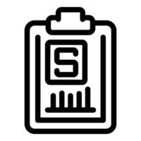 Line icon of a clipboard showing sales bar chart analysis vector