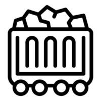 Mining cart full of coal moving on rails icon vector