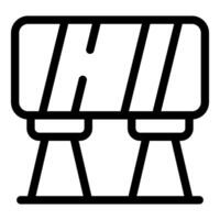 Simple outline icon of a modern glass top table with two legs vector