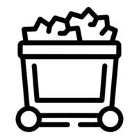 Mining cart full of coal arriving from the mine after a long day of work vector