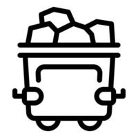 Mining cart full of coal moving on rails icon vector