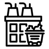 Line icon representing a mining factory processing mineral resources vector