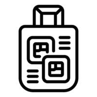 Sim card being inserted into mobile phone icon outline style vector